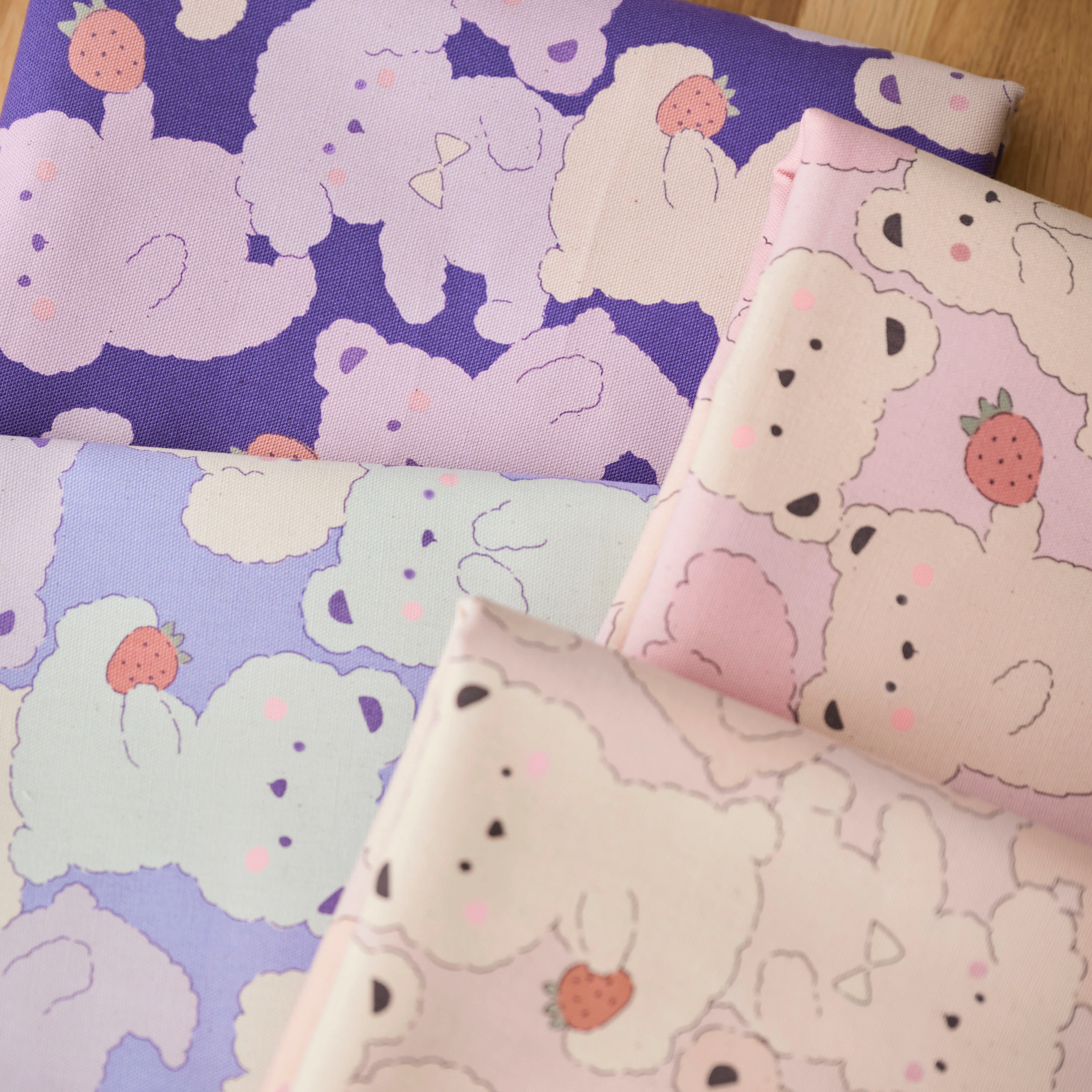 Pastel Bonbon Bear & Dog Cotton Oxford - Purple Blue YKA-39030-1 - Image 5
