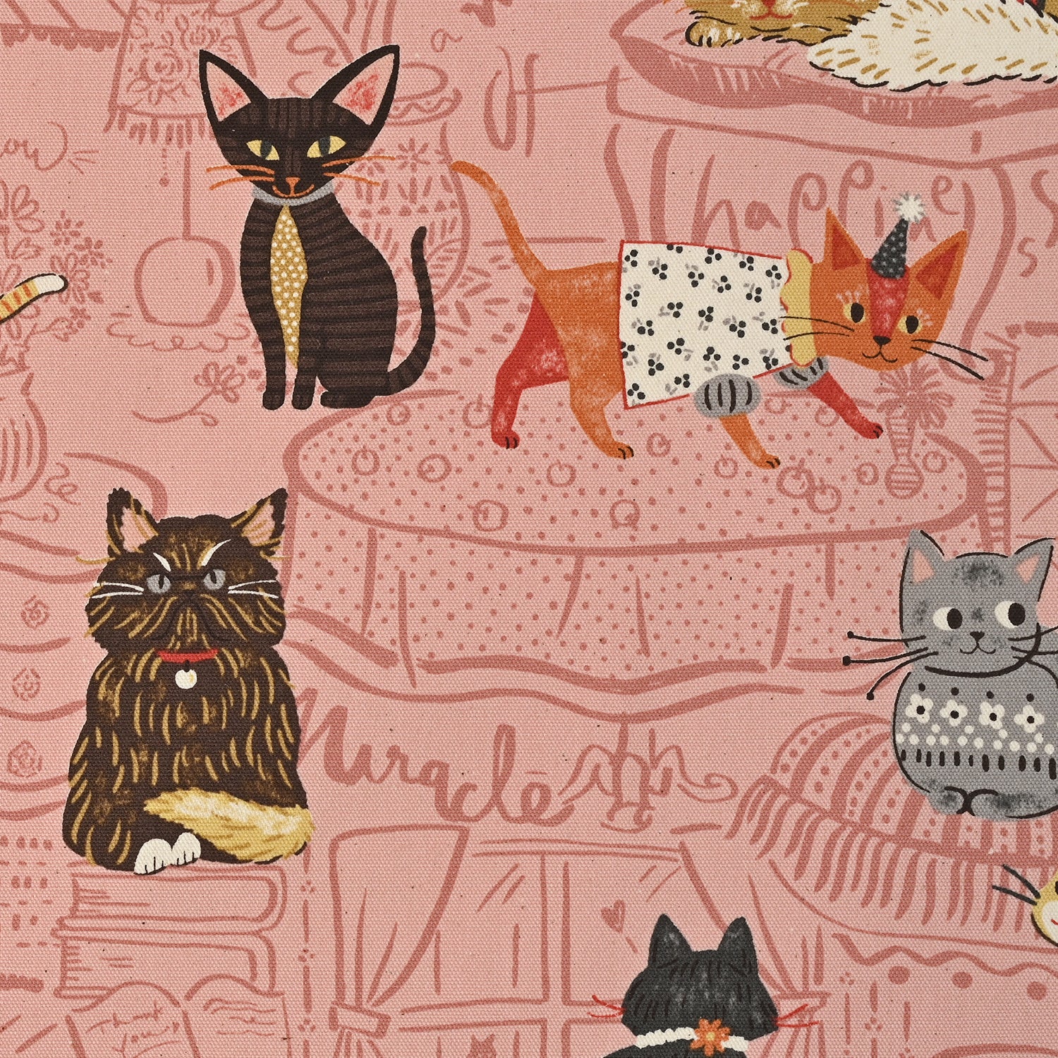 Powerful Animal Cats Oxford - Pink YGA-71000-1