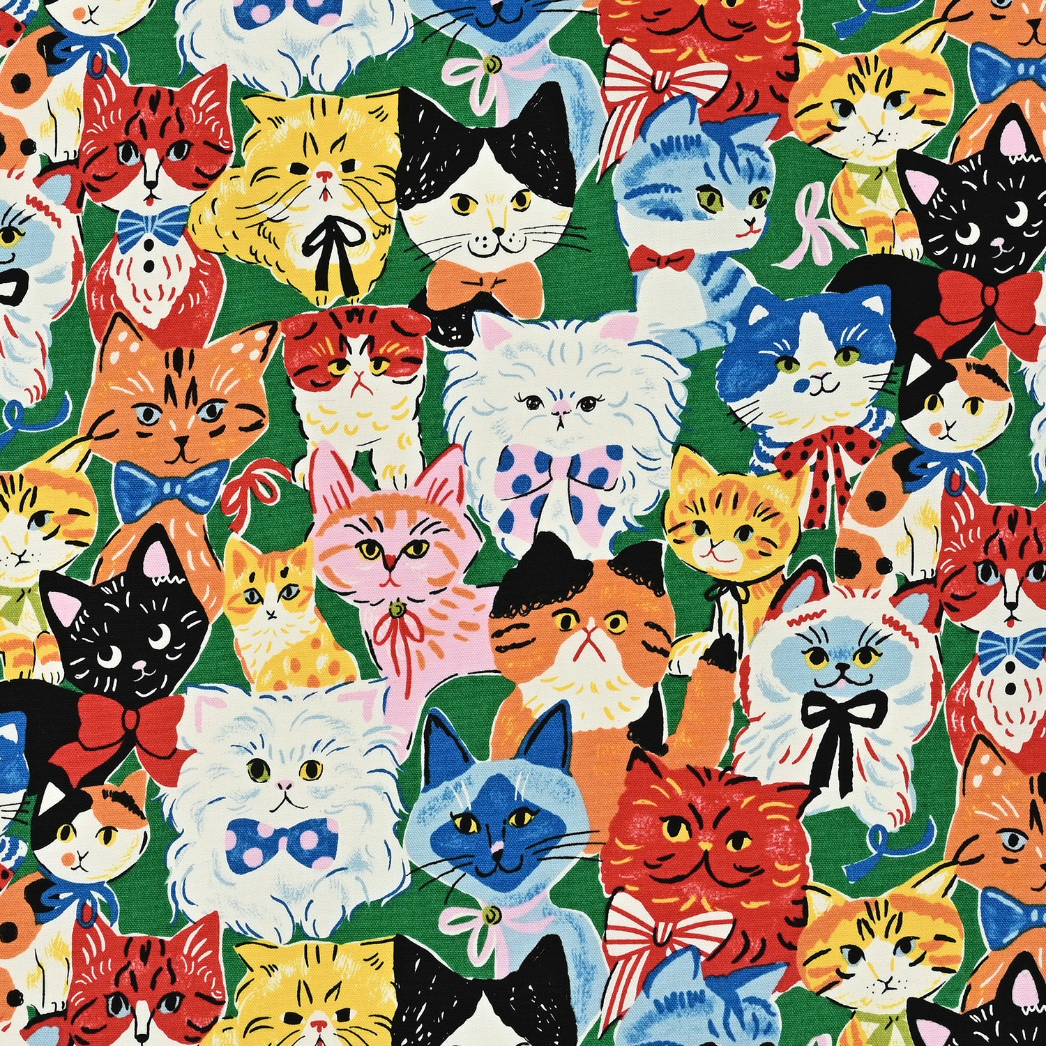 Powerful Animal Cats Retro Oxford - Green YGA-76080-1