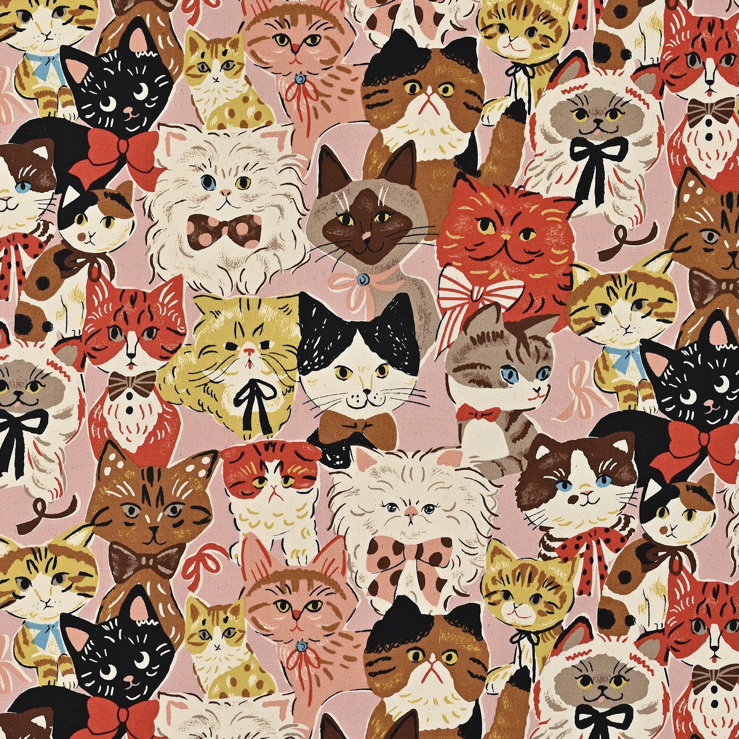 Powerful Animal Cats Retro Oxford - Pink YGA-76080-1