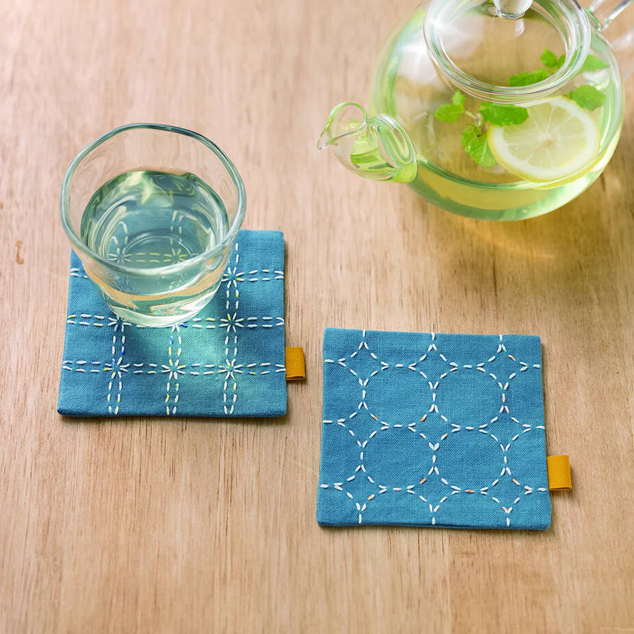 Sashiko Coaster Kit - Blue [English Instructions]