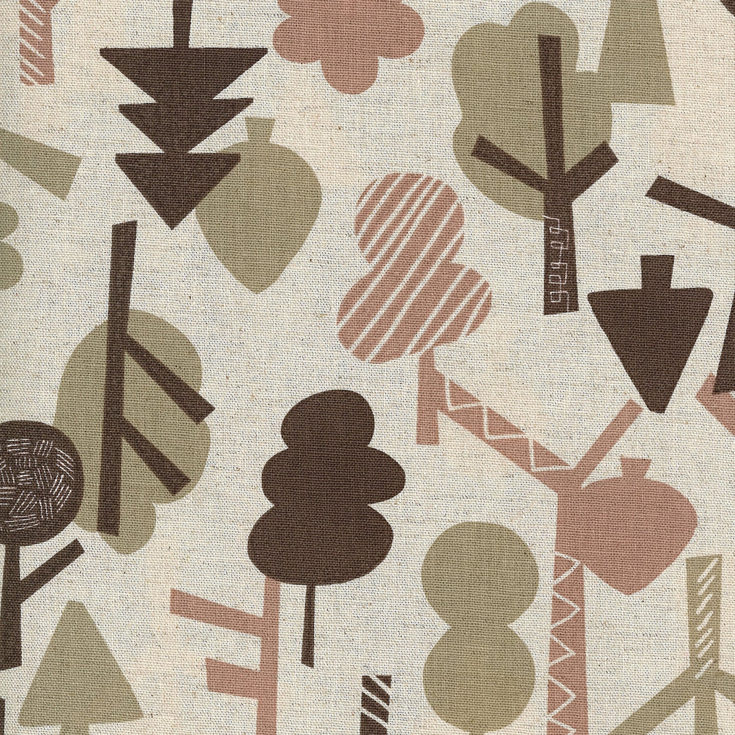 Scandinavian Style Forest Cotton Linen Canvas - White x Brown YGA-89070-2