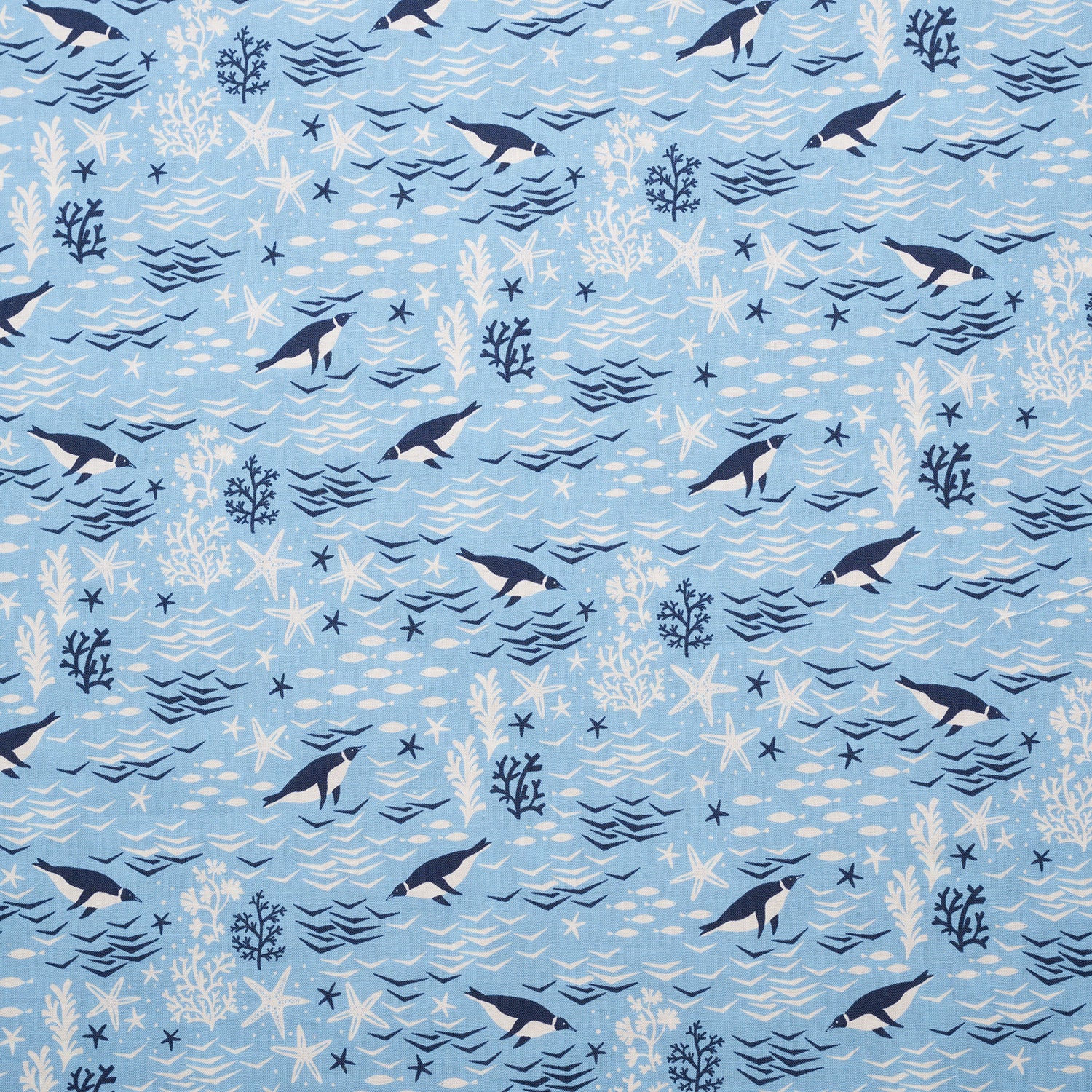 Sea Animals Cotton Sheeting - Blue YGA-91110-1 - Image 2