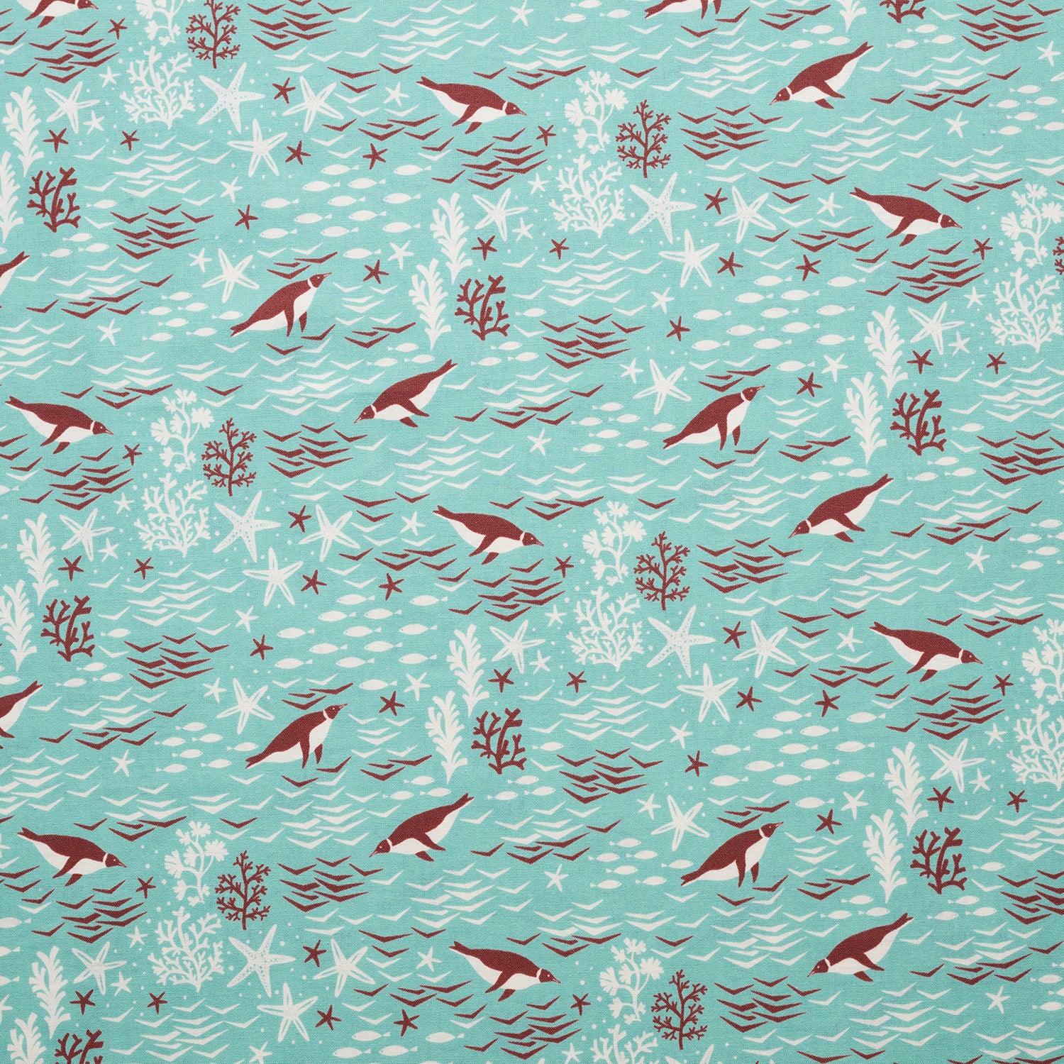 Sea Animals Cotton Sheeting - Turquoise YGA-91110-1 - Image 2