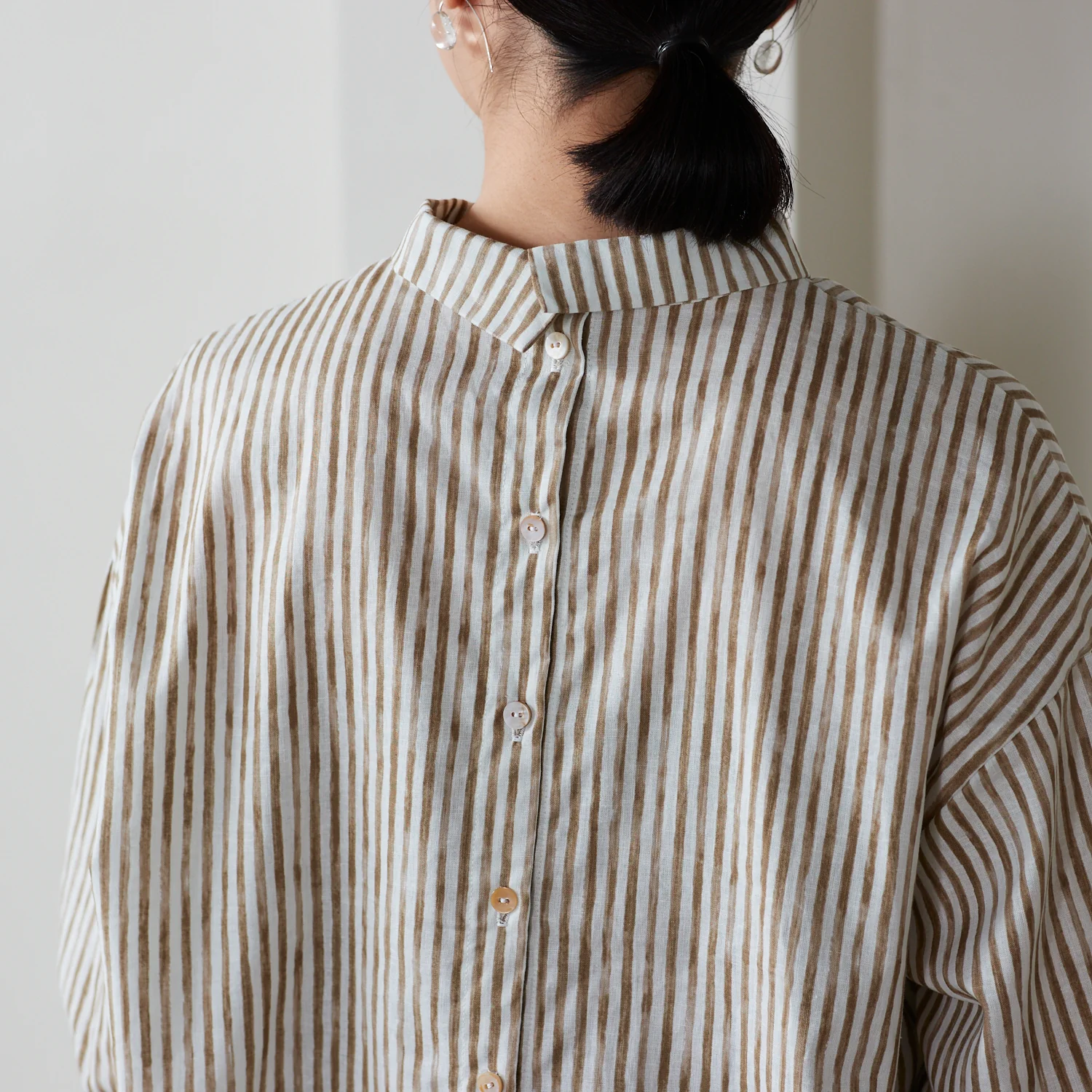 Shima Shima Stripe Linen Cotton Sheeting - Beige TC-1050-1 - Image 6