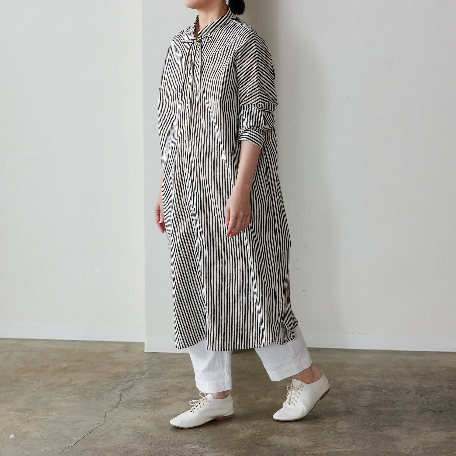 Shima Shima Stripe Linen Cotton Sheeting - Brown TC-1050-1 - Image 5