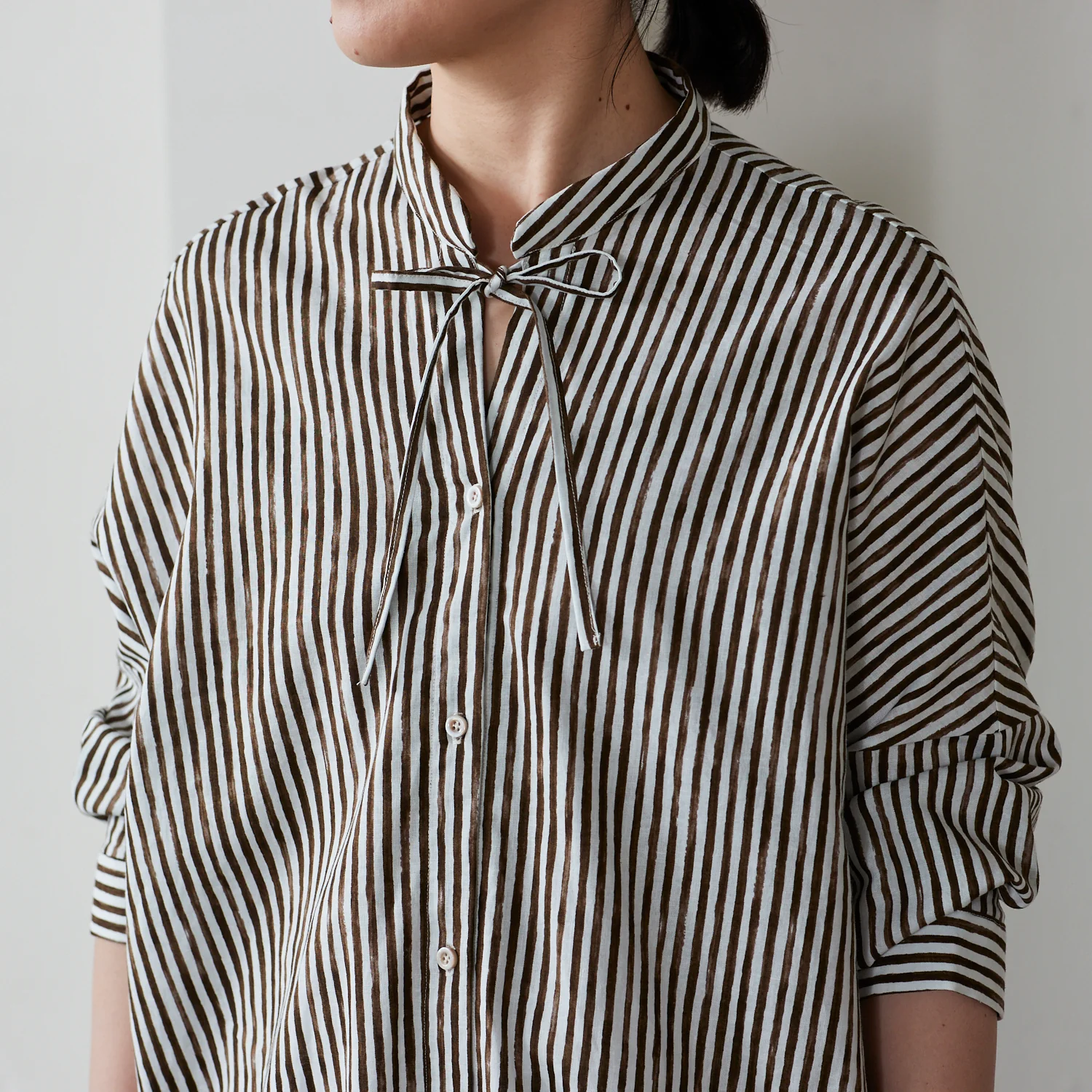 Shima Shima Stripe Linen Cotton Sheeting - Brown TC-1050-1 - Image 6