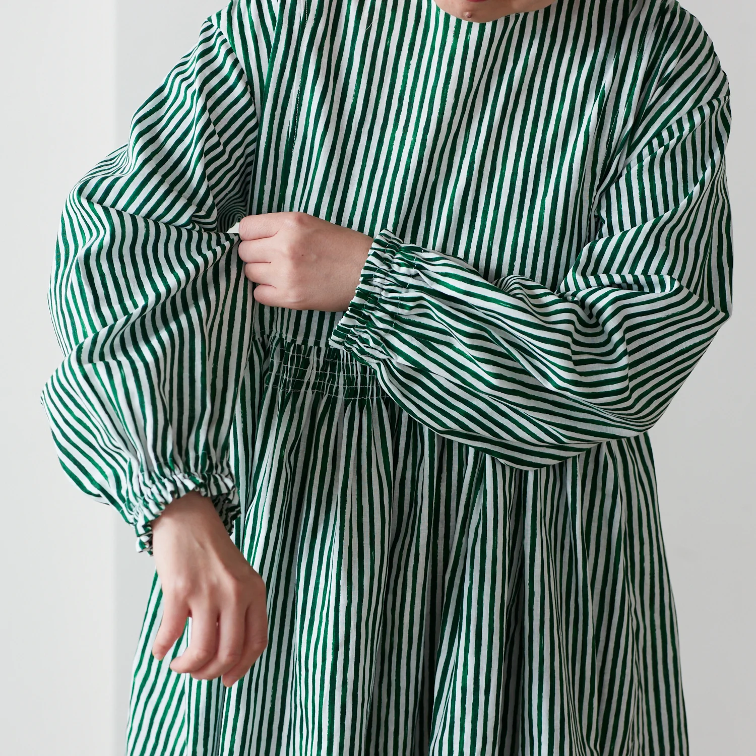 Shima Shima Stripe Linen Cotton Sheeting - Green TC-1050-1 - Image 6