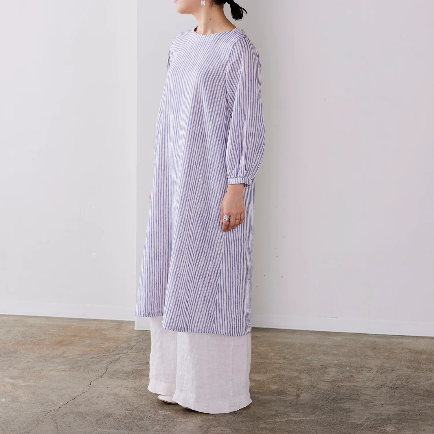 Shima Shima Stripe Linen Cotton Sheeting - Light Purple TC-1050-1 - Image 6