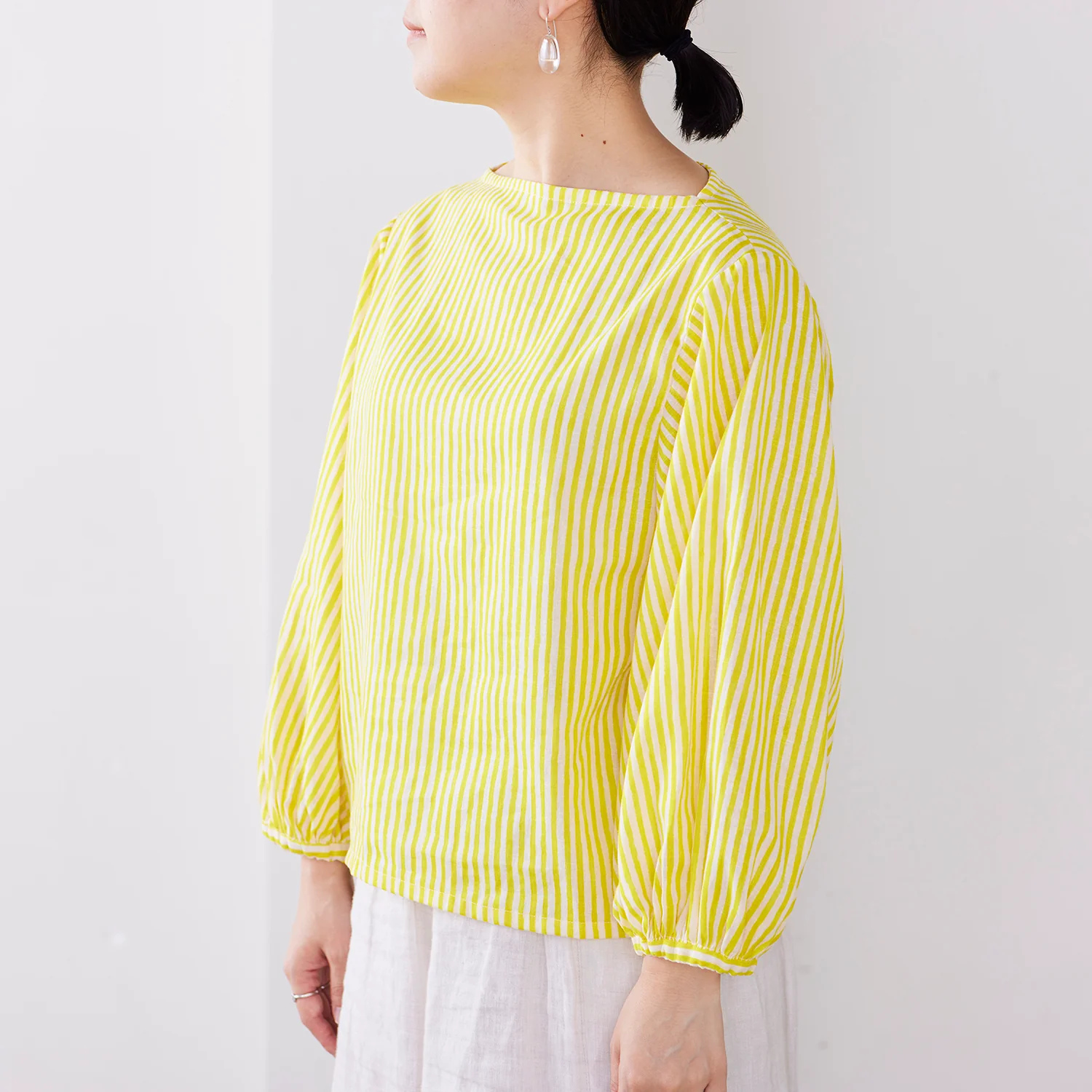 Shima Shima Stripe Linen Cotton Sheeting - Yellow TC-1050-1 - Image 6