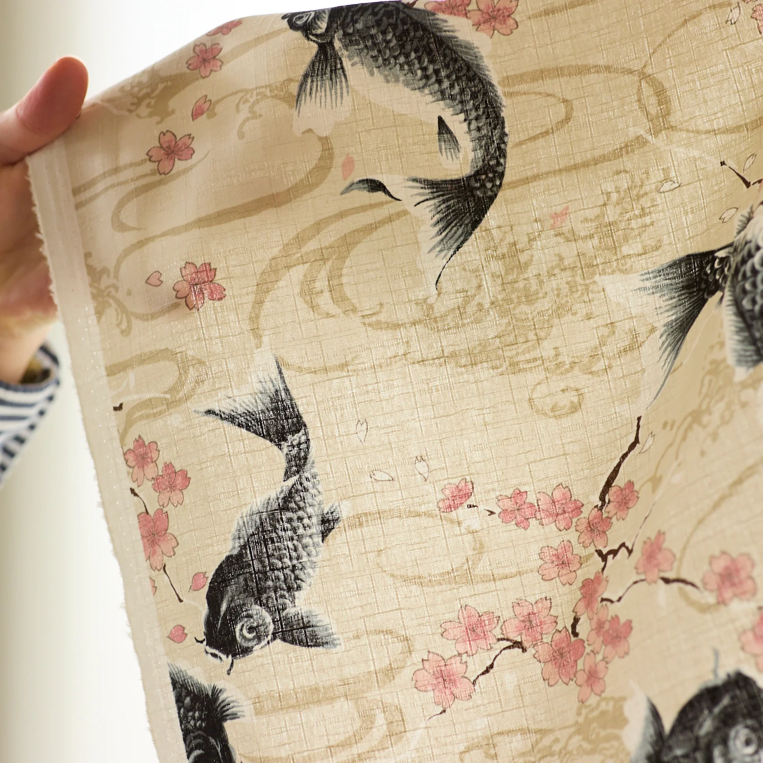 Todoroki Koi Carp Cotton Dobby - Navy YGA-49110-1 - Image 5