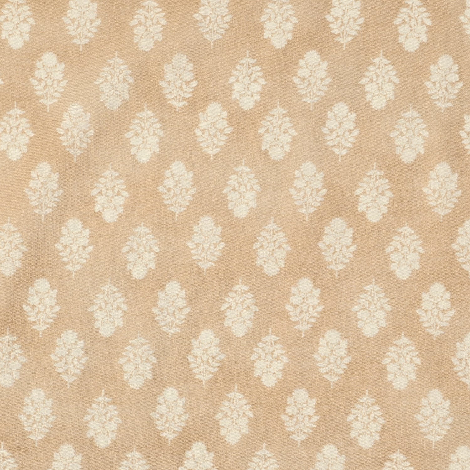 Vintage Floral Silhouette Block Print-inspired Cotton Lawn - Beige NFA-3100-102 - Image 2