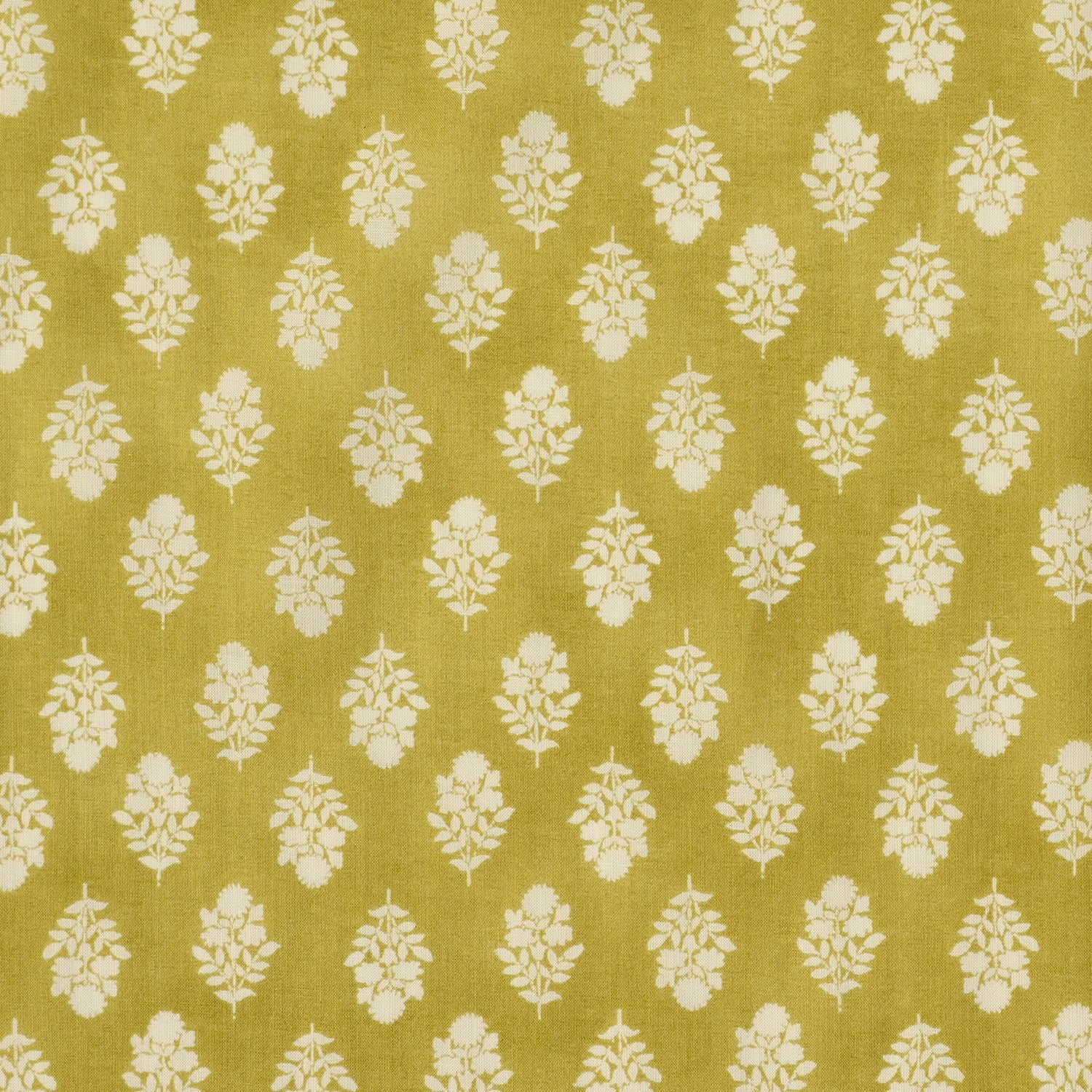 Vintage Floral Silhouette Block Print-inspired Cotton Lawn - Mustard NFA-3100-102 - Image 2
