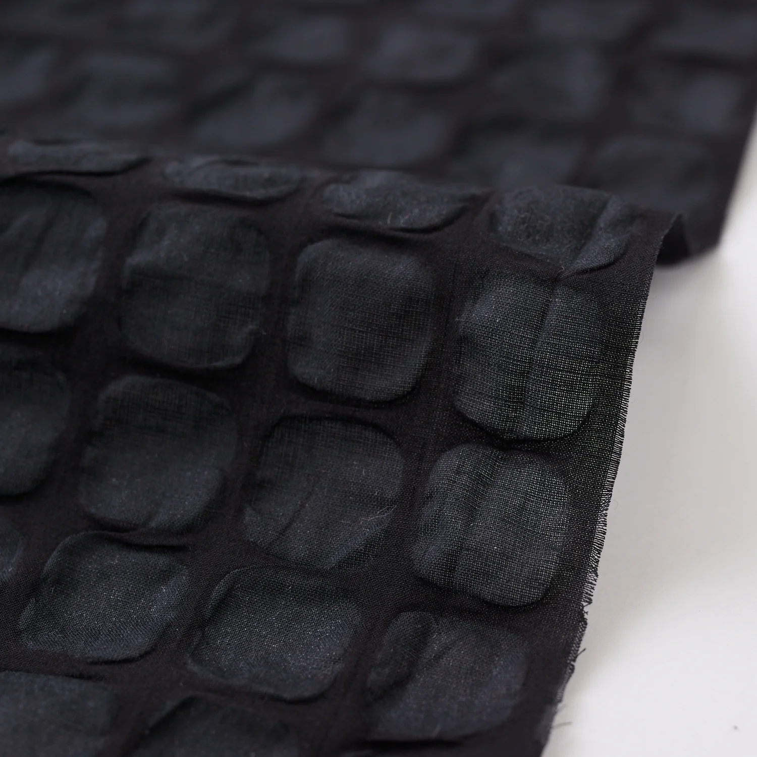 Waffle Squares Textured Cotton Lawn - Black NFA-65960-961