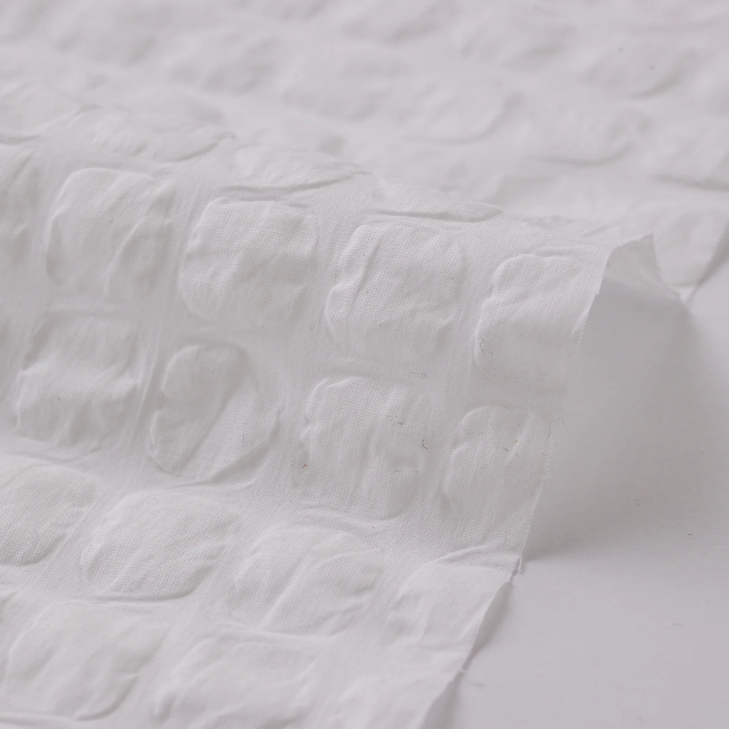 Waffle Squares Textured Cotton Lawn - White NFA-65960-961