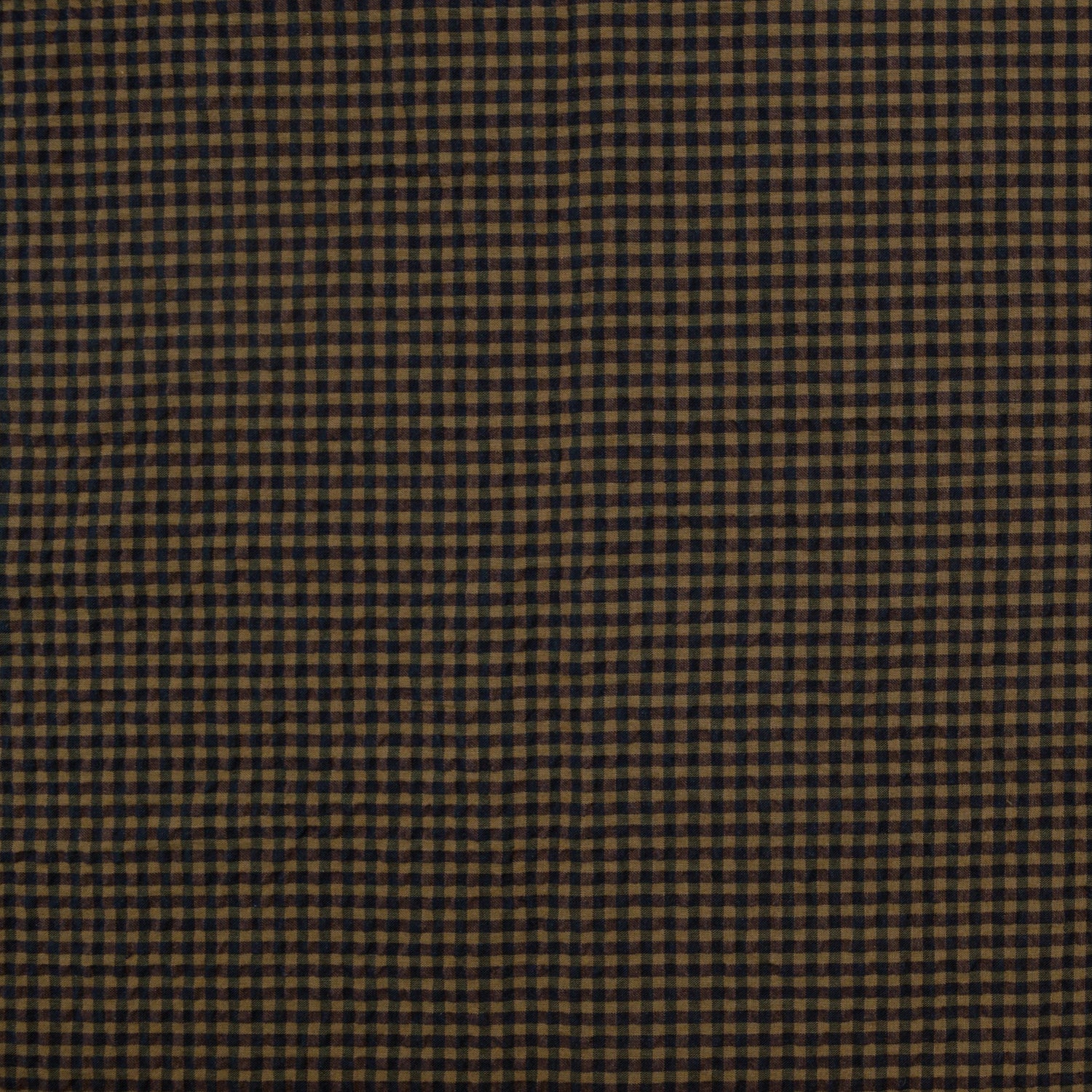 Yarn Dyed Gingham Seersucker Organic Cotton Fabric - Brown TS-2039-1 - Image 2