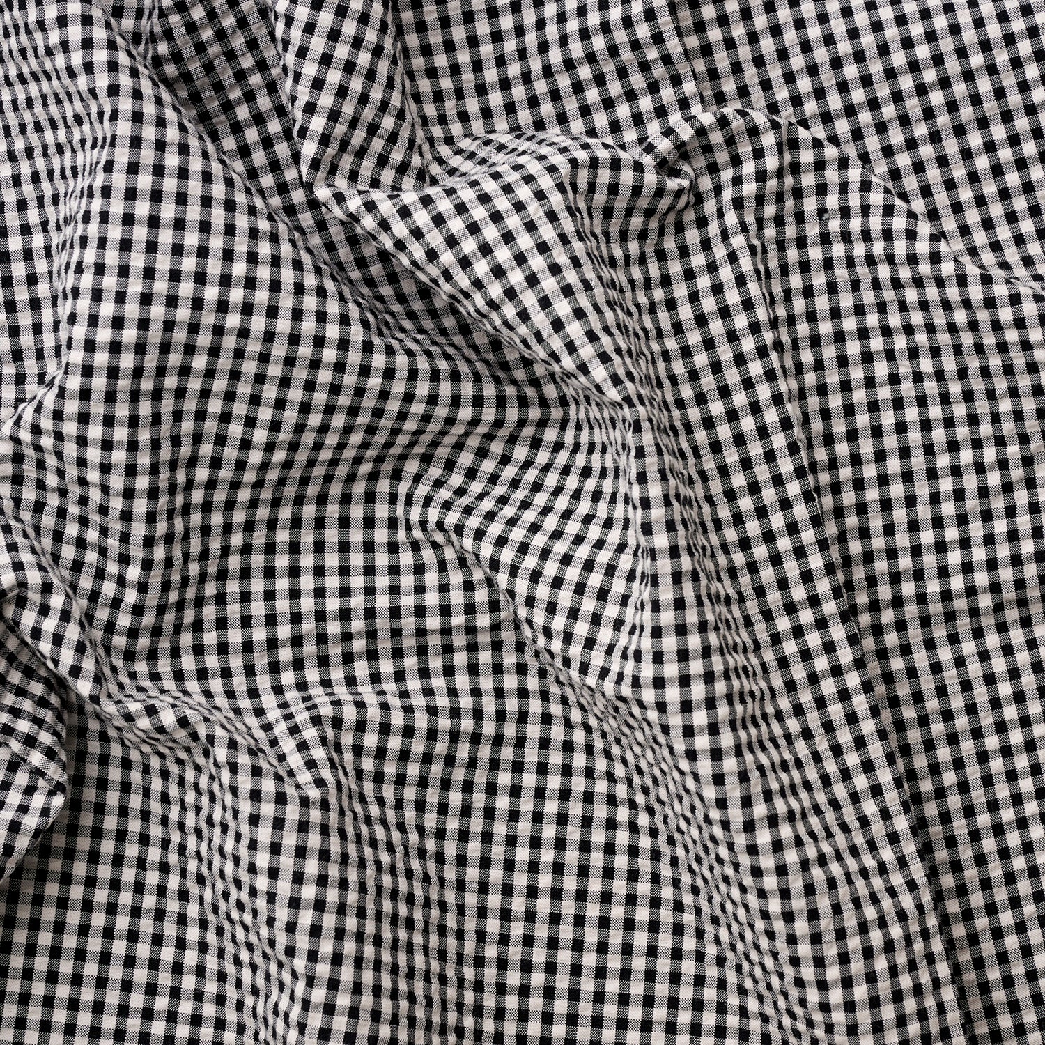 Yarn Dyed Gingham Seersucker Organic Cotton Fabric - Black TS-2039-1