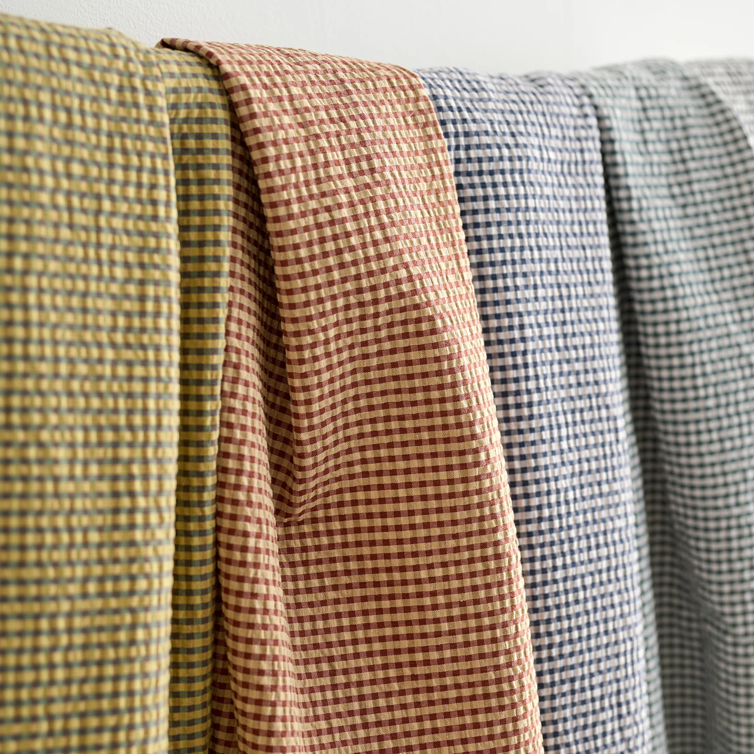Yarn Dyed Gingham Seersucker Organic Cotton Fabric - Red TS-2039-1 - Image 4